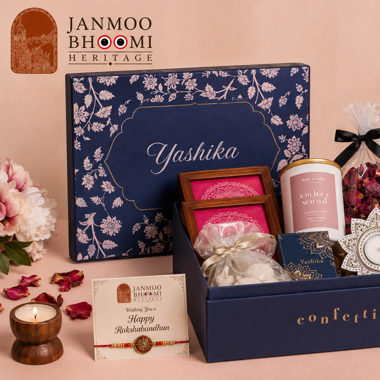 Personalised Amber Wood Candle Box